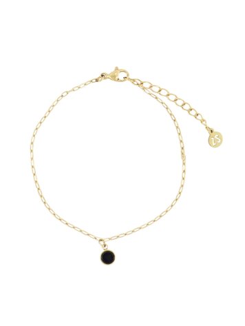 Zusss Zusss | Schakelarmband met muntje zwart/goud