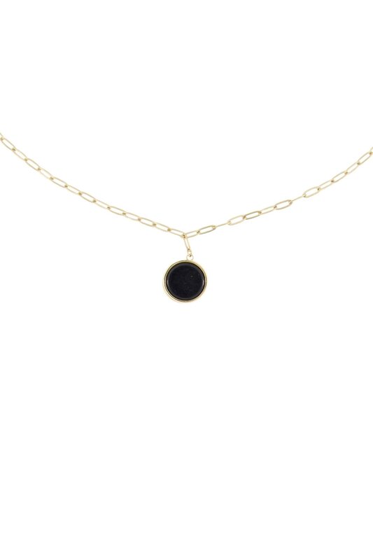 Zusss Zusss | Schakelketting met muntje zwart/goud