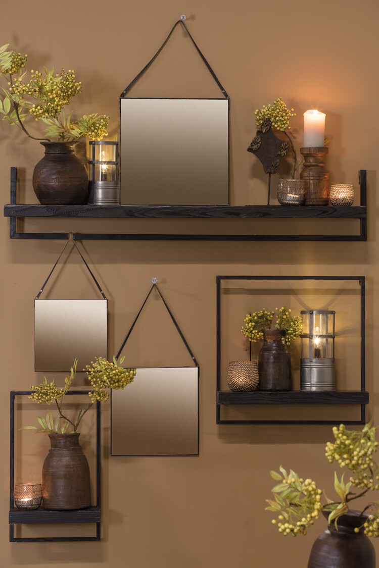 Light & Living L&L | Wandplank maddison zwart 50x15x50cm