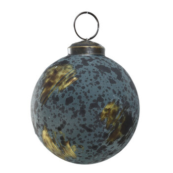 PTMD PTMD | Xmas Julen petrol glass ball freckles round S