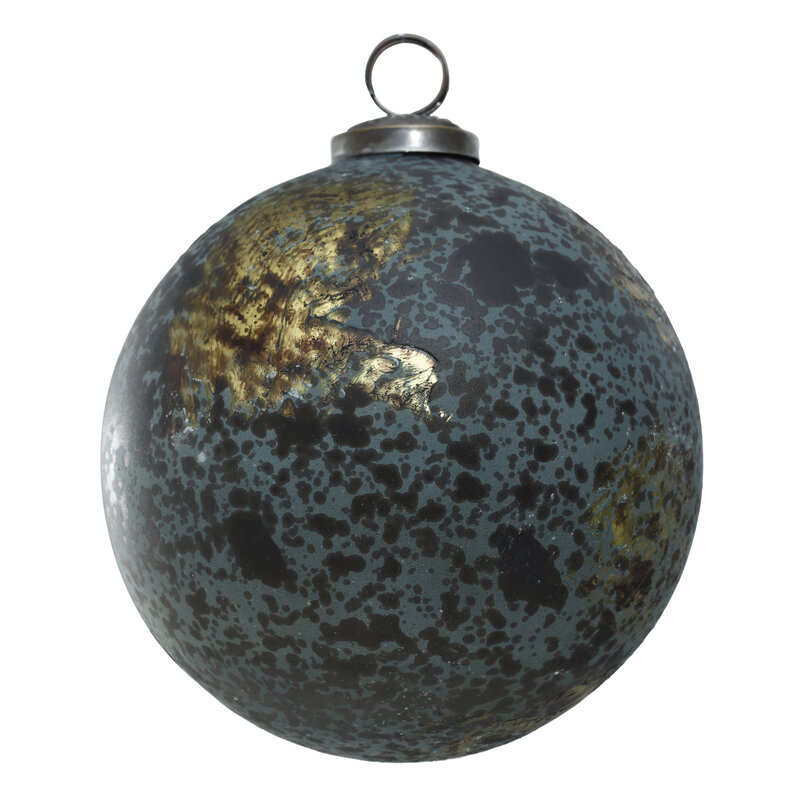 PTMD PTMD | Xmas Julen petrol glass ball freckles round L