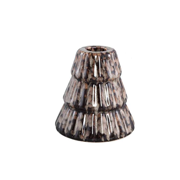 PTMD PTMD | Xmas Wenter brown ceramic tree candleholder dark