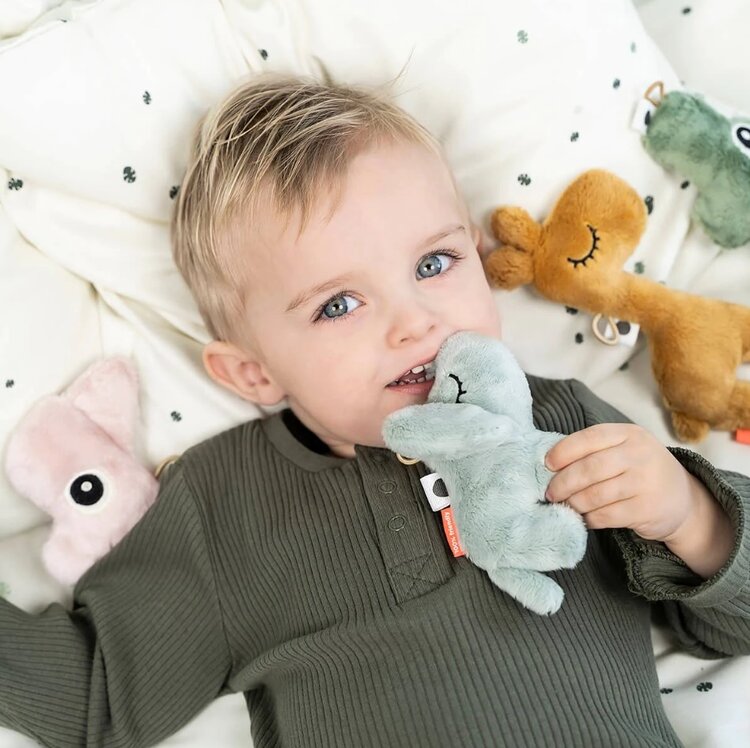 Done By Deer Done by Deer |  Knuffeltje met rammelaar Nozo poeder