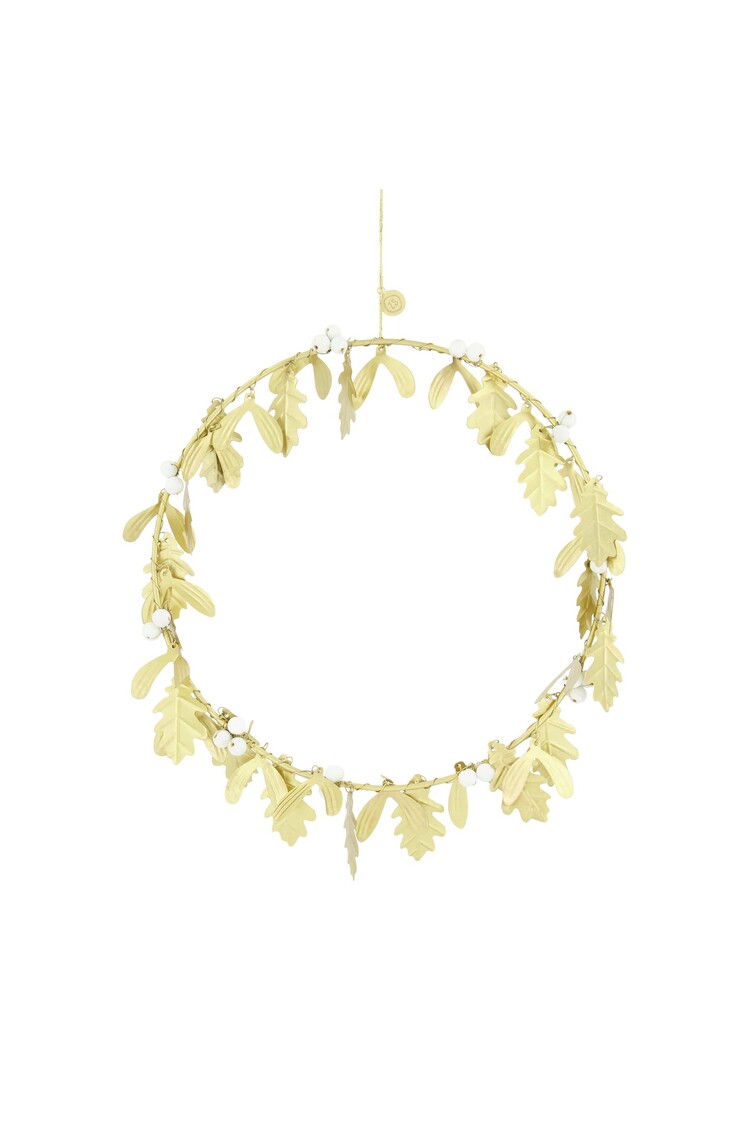 Zusss Zusss | Metalen krans met blaadjes d30cm goud