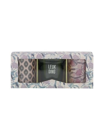 Zusss Zusss | Set van 3 glaskaarsjes bloemenprint zand