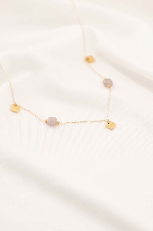 Zusss Zusss | Ketting met blokjes lever/goud