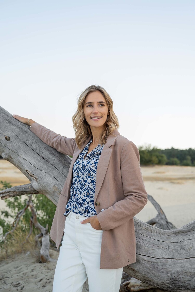 Zusss Zusss | Linnen blazer lichtbruin