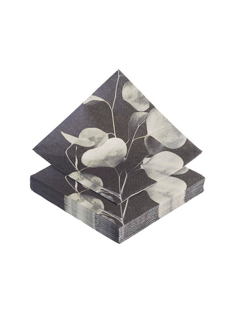 Mijn Stijl & Puur Zeep Mijn Stijl | Servetten zwart met eucalyptusblad