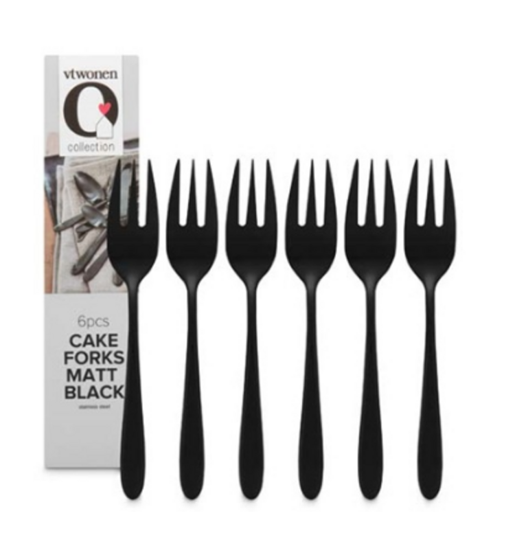 vtwonen vtwonen | gebaksvorkjes zwart set van 6