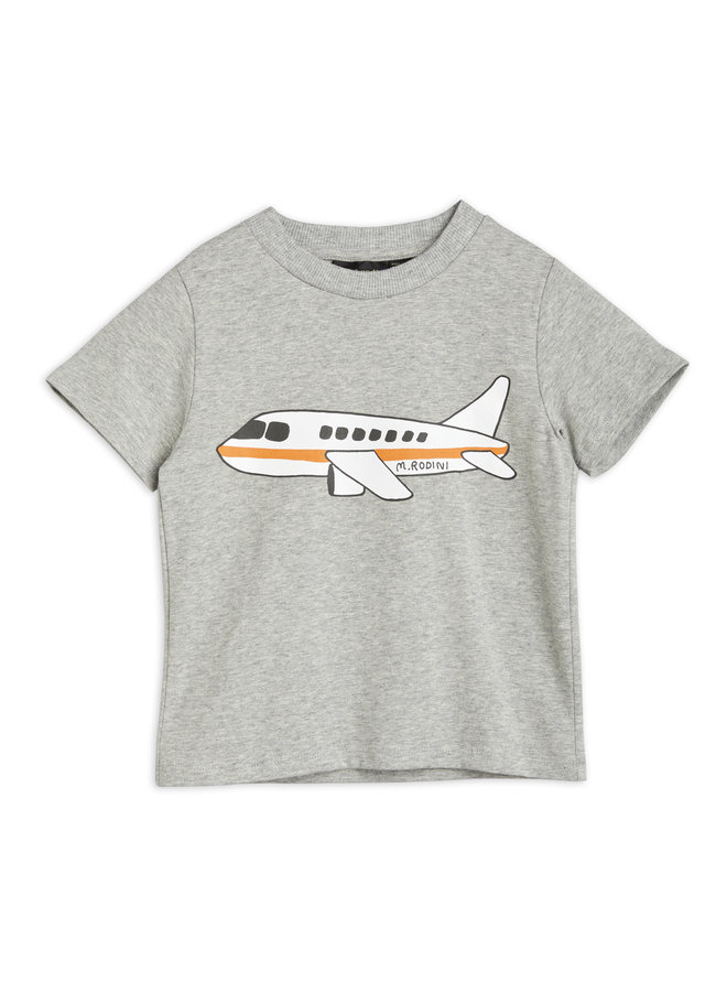 Mini Rodini | Shirt airplane light grey