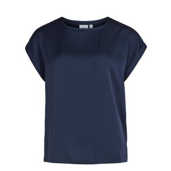 Vila Vila | Top ellette satijn navy