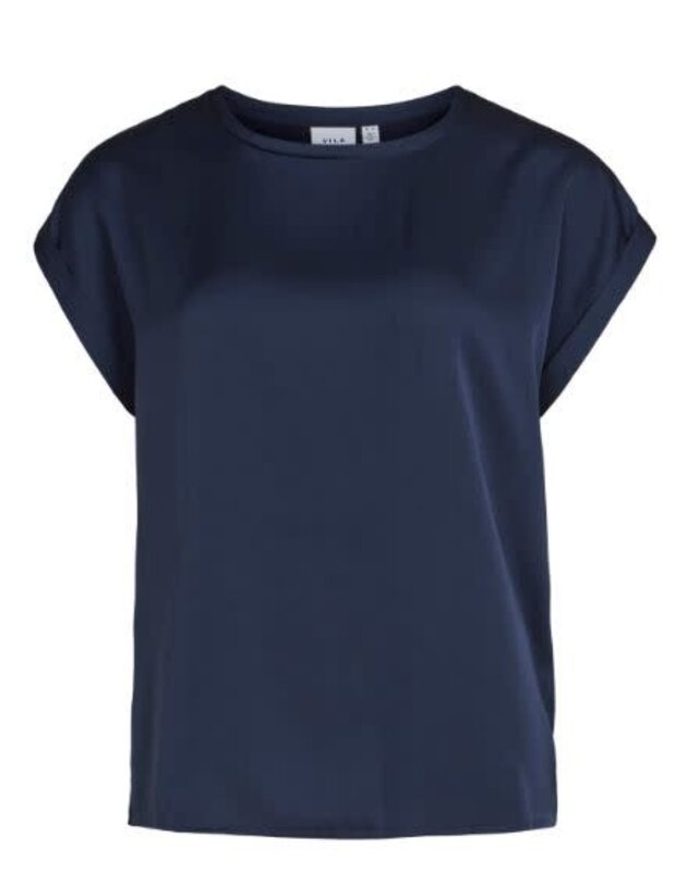 Vila Vila | Top ellette satijn navy