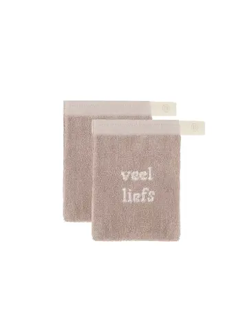 Zusss Zusss | set van 2 washandjesveel liefs leem/off white