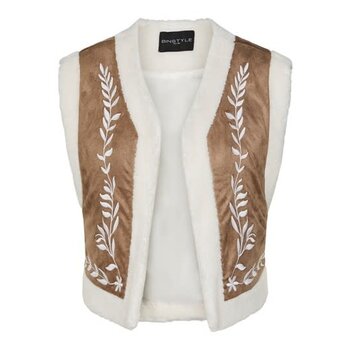 Pieces Pieces | Gilet Manhatten wit/ bruin