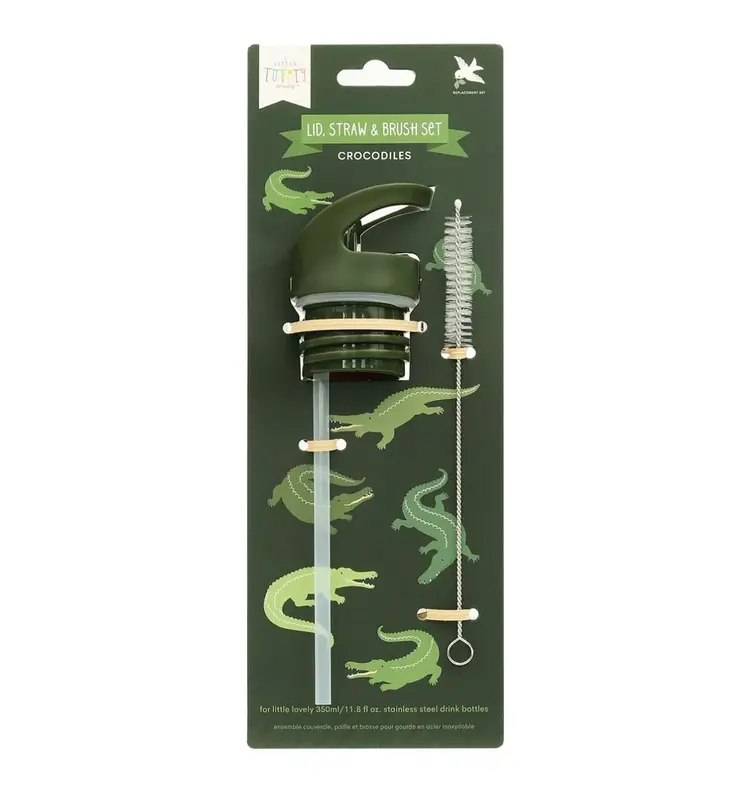 Little Lovely Company Little Lovely Company | Dop, rietje en borstel set | Krokodillen