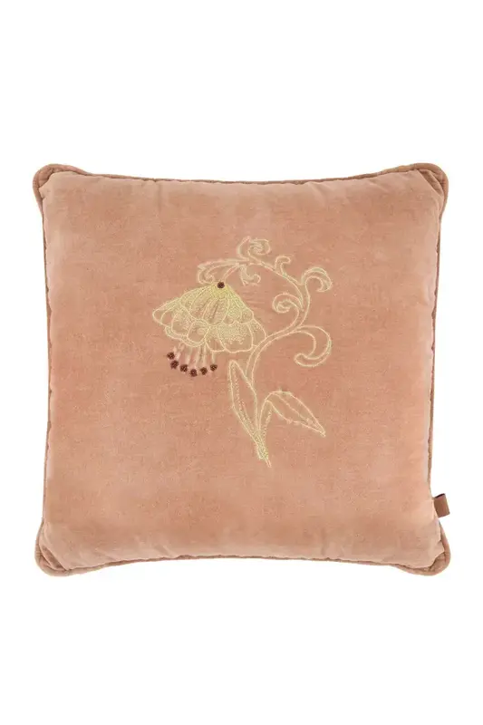 Zusss Zusss | Kussen fluweel met bloem 45x45 cm oud roze