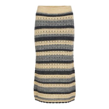 Object Object | Rok saro gebreid gestreept grijs/beige