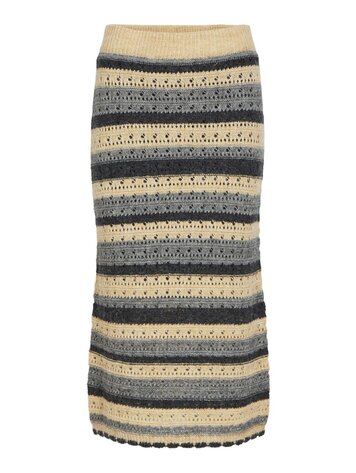 Object Object | Rok saro gebreid gestreept grijs/beige
