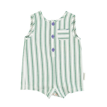 Piupiuchick Piupiuchick | Playsuit white green stripes