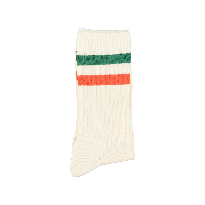 Piupiuchick Piupiuchick | Sokken ecru orange & green stripes