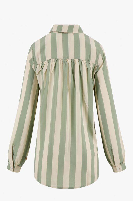 Zusss Zusss | Oversized blouse met streep saliegroen