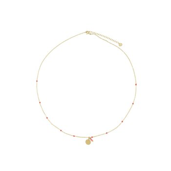 Zusss Zusss | Ketting met bedel en kraaltjes koraalroze/goud