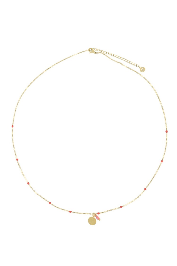 Zusss Zusss | Ketting met bedel en kraaltjes koraalroze/goud