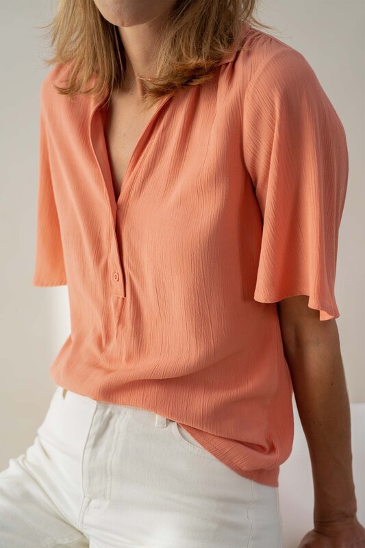 Zusss Zusss | Blouse met korte mouw koraalroze