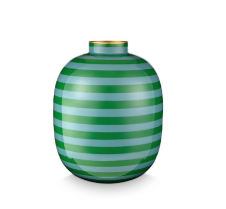 Pip Home Pip Home | Vaas strepen groen 32cm