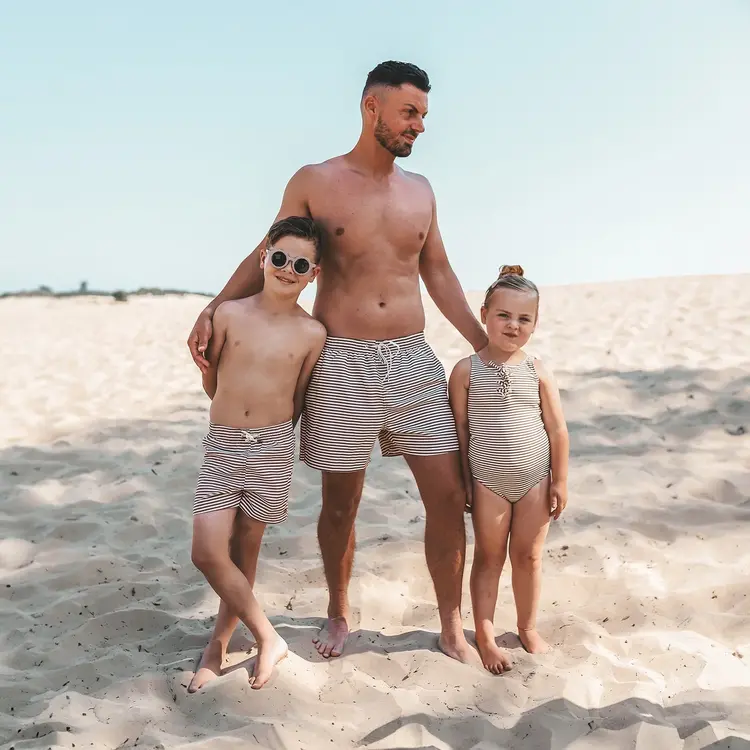 Salted Stories Salted Stories | Zwemshort UV Rib Stripe Stan Men carob brown