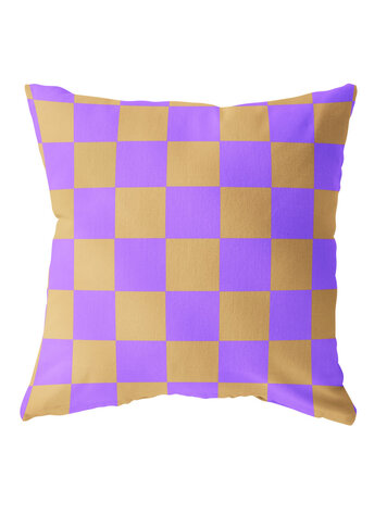 Label-R Label-R | Buitenkussen geblokt paars geel 40x40