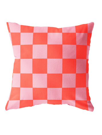Label-R Label-R | Buitenkussen geblokt rood roze 40x40