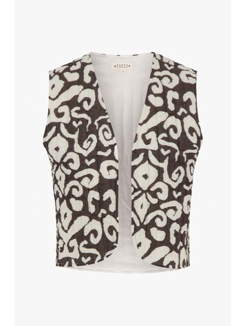 Zusss Zusss | Gilet ornament print antracietgrijs/zand