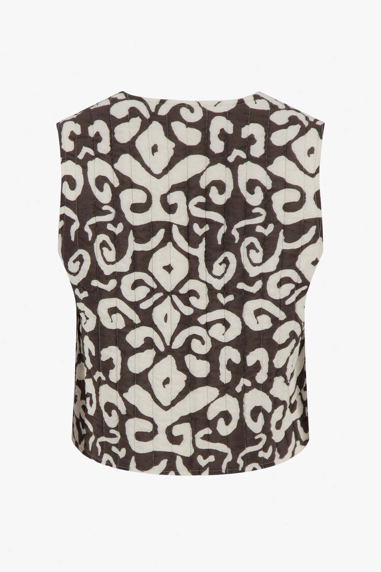 Zusss Zusss | Gilet ornament print antracietgrijs/zand