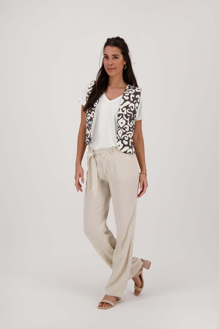 Zusss Zusss | Gilet ornament print antracietgrijs/zand