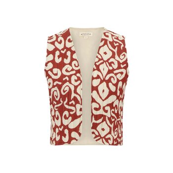 Zusss Zusss | Gilet ornament print cacaobruin/zand