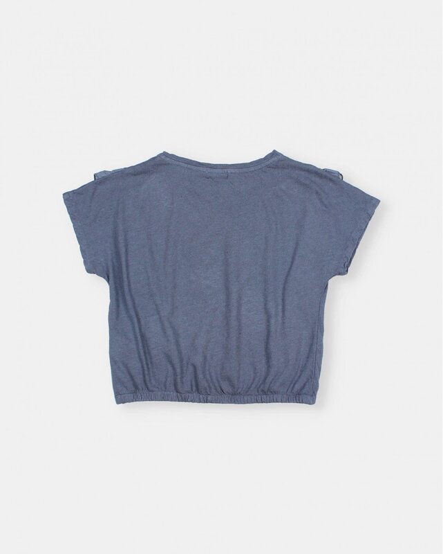 Búho Búho | T-shirt girly linen blue stone