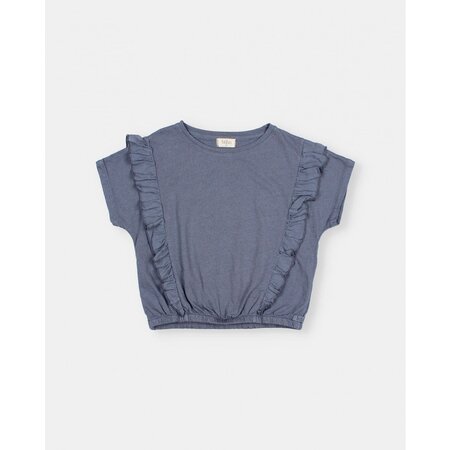 Búho Búho | T-shirt girly linen blue stone