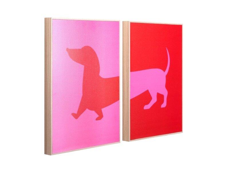 Present time Present time | Schilderij hond rood/roze