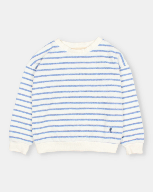 Búho Búho | Sweater terry stripes placid blue