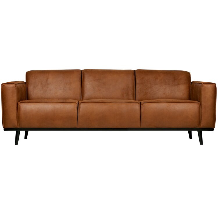 WOOOD BePureHome | 3-zits bank Statement lederlook cognac 230cm