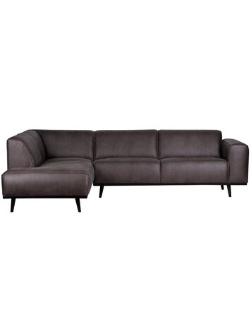 WOOOD BePureHome | Hoekbank links Statement lederlook grijs