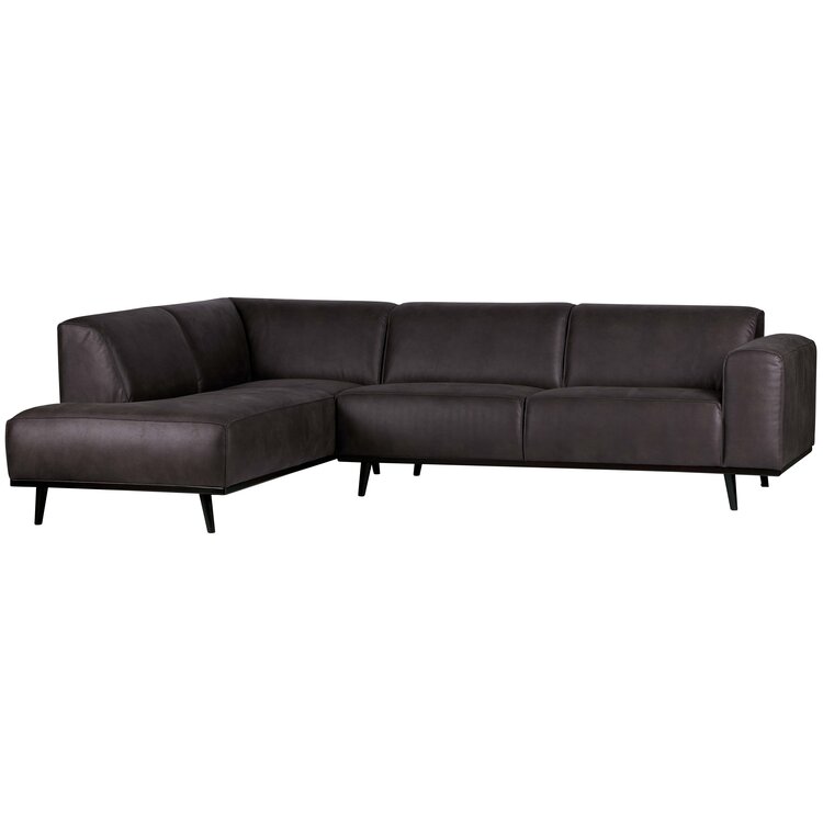 WOOOD BePureHome | Hoekbank links Statement lederlook grijs