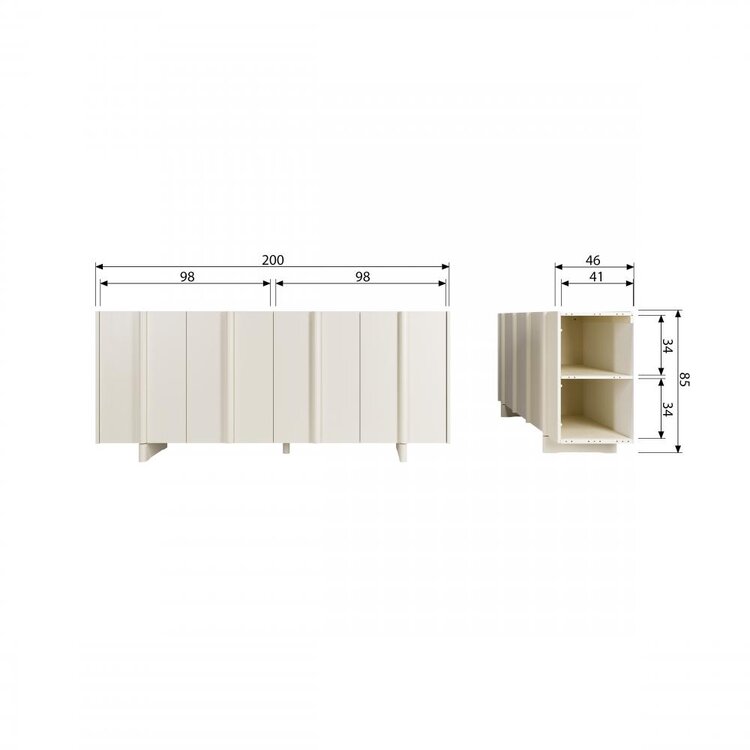 WOOOD. Woood | Dressoir Basu grenen dust 200cm