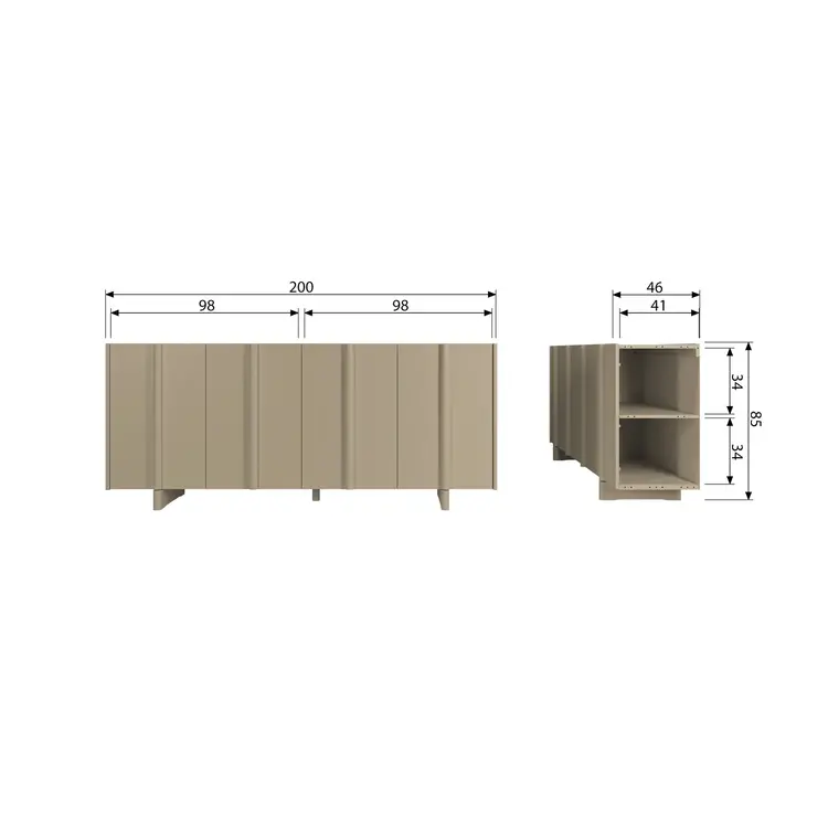 WOOOD. Woood | Dressoir Basu grenen mud 200cm