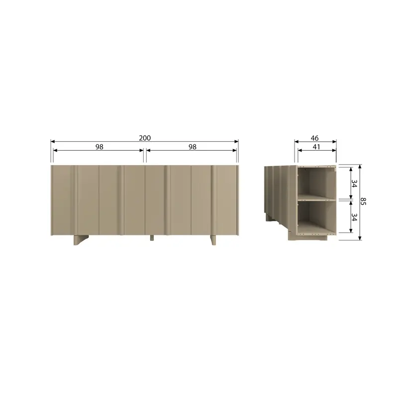 Woood Woood | Dressoir Basu grenen mud 200cm