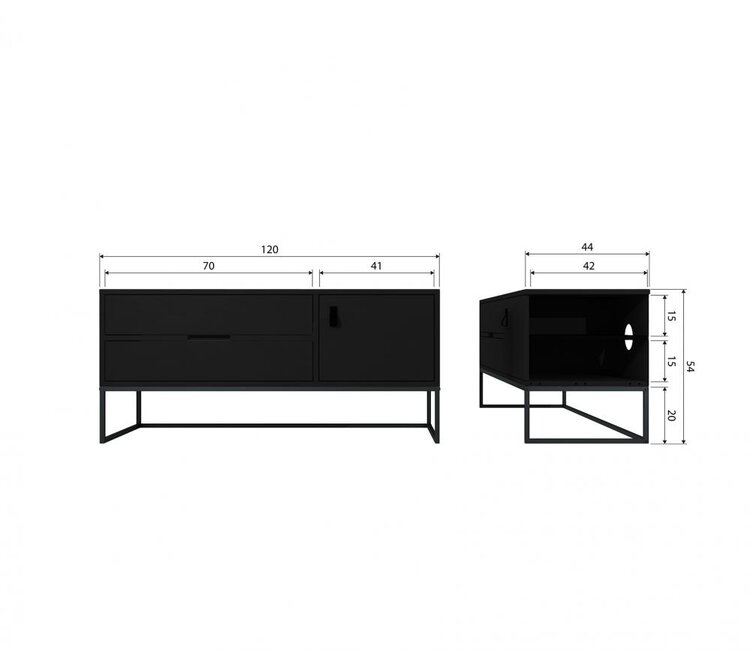 WOOOD. Woood | TV meubel Silas zwart 120cm