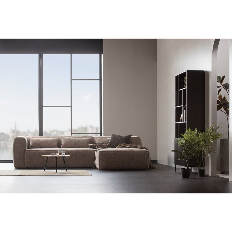 WOOOD. Woood | Bean hoekbank rechts grove melange stof travertin