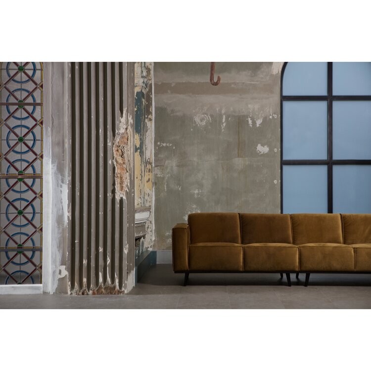 WOOOD BePureHome | 4-zits bank Statement fluweel honing geel 280cm