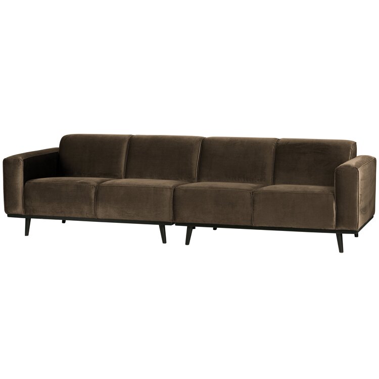 WOOOD BePureHome | 4-zits bank Statement fluweel taupe 280cm